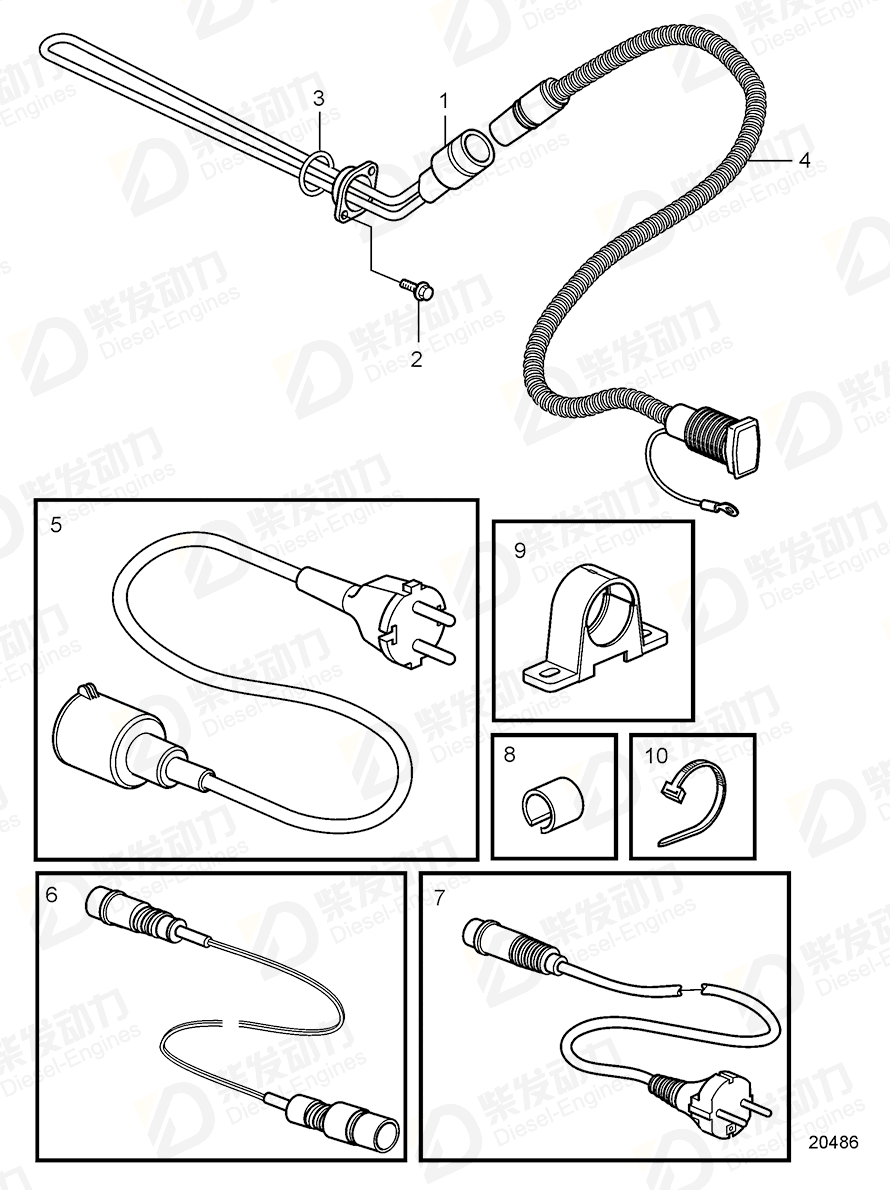 volvo penta Engine heater 1676838 Drawing